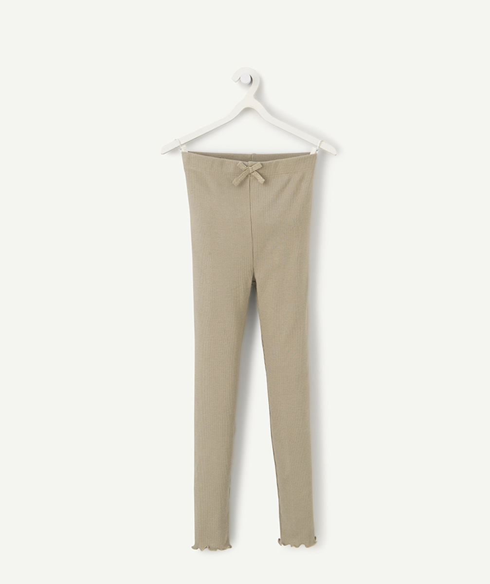 Legging fille en coton bio côtelé kaki - 12 A