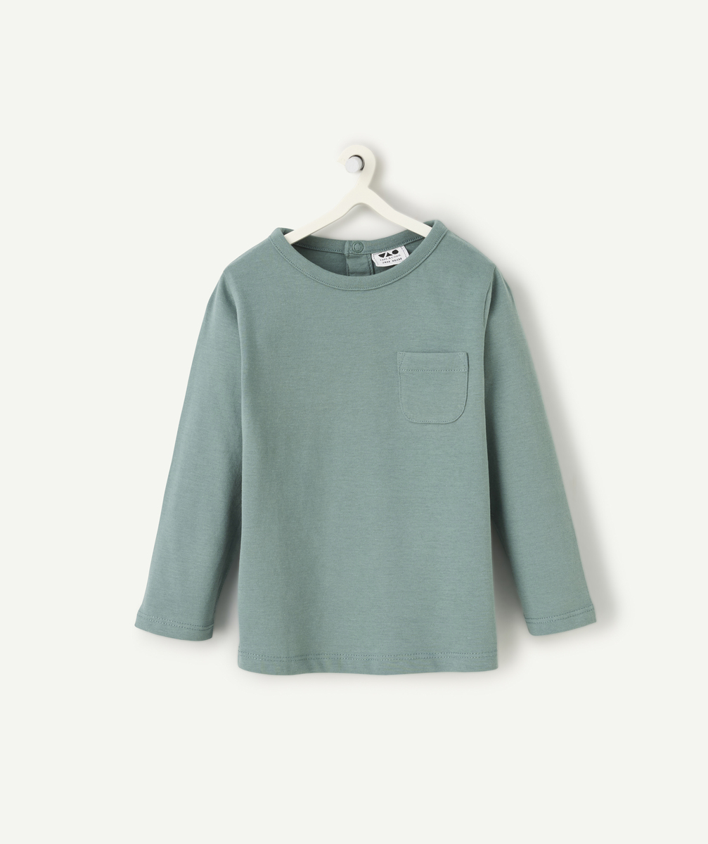 T-shirt manches longues bébé garçon en coton bio vert avec poche sur le cœur - 24 M