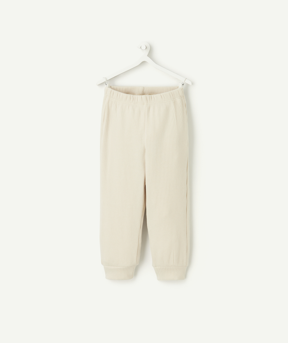 Pantalon de jogging bébé garçon en coton bio côtelé écru - 9 M