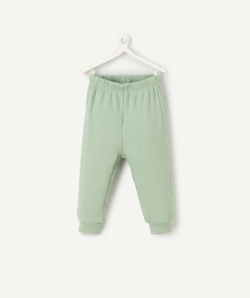 Jogging bébé garçon en coton bio vert côtelé - 24 M