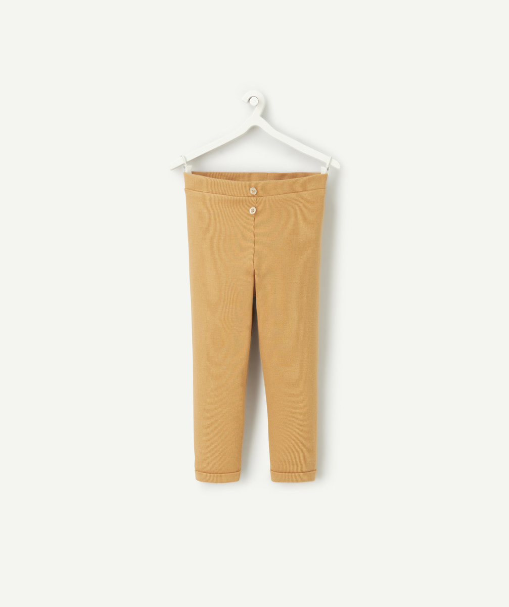 Legging côtelé bébé fille en coton bio camel - 24 M