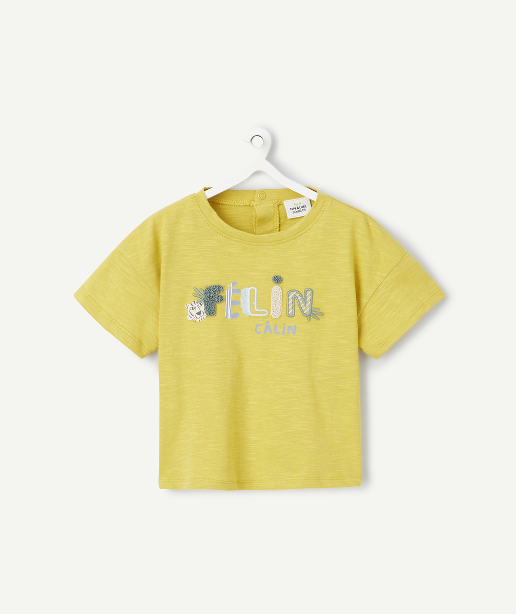 T-shirt manches courtes bébé garçon en coton bio jaune - 24 M