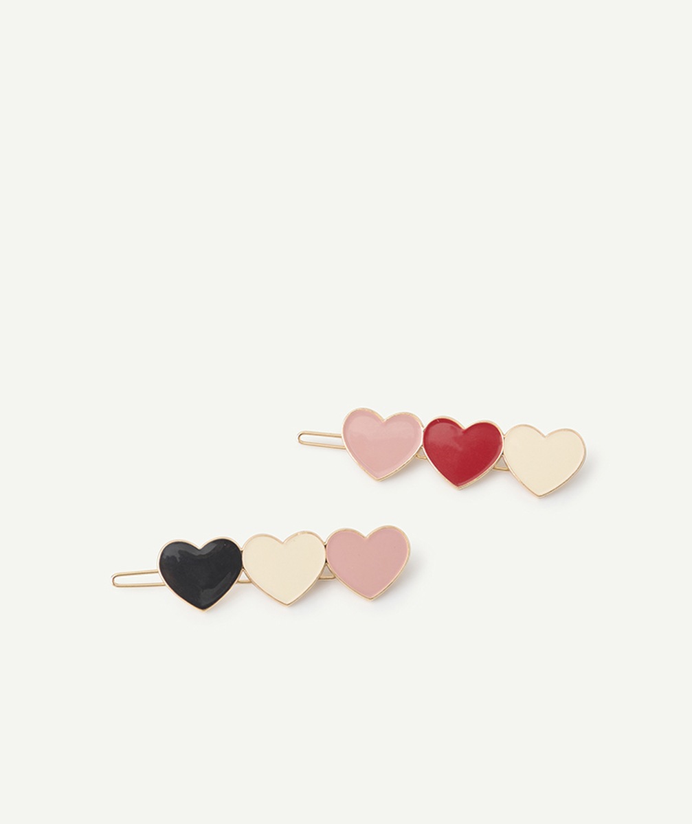Lot de 2 barrettes pinces avec des cœurs de couleurs - TU