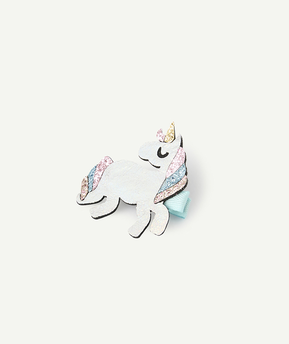 Pince fille en forme de licorne argenté et à paillettes - TU