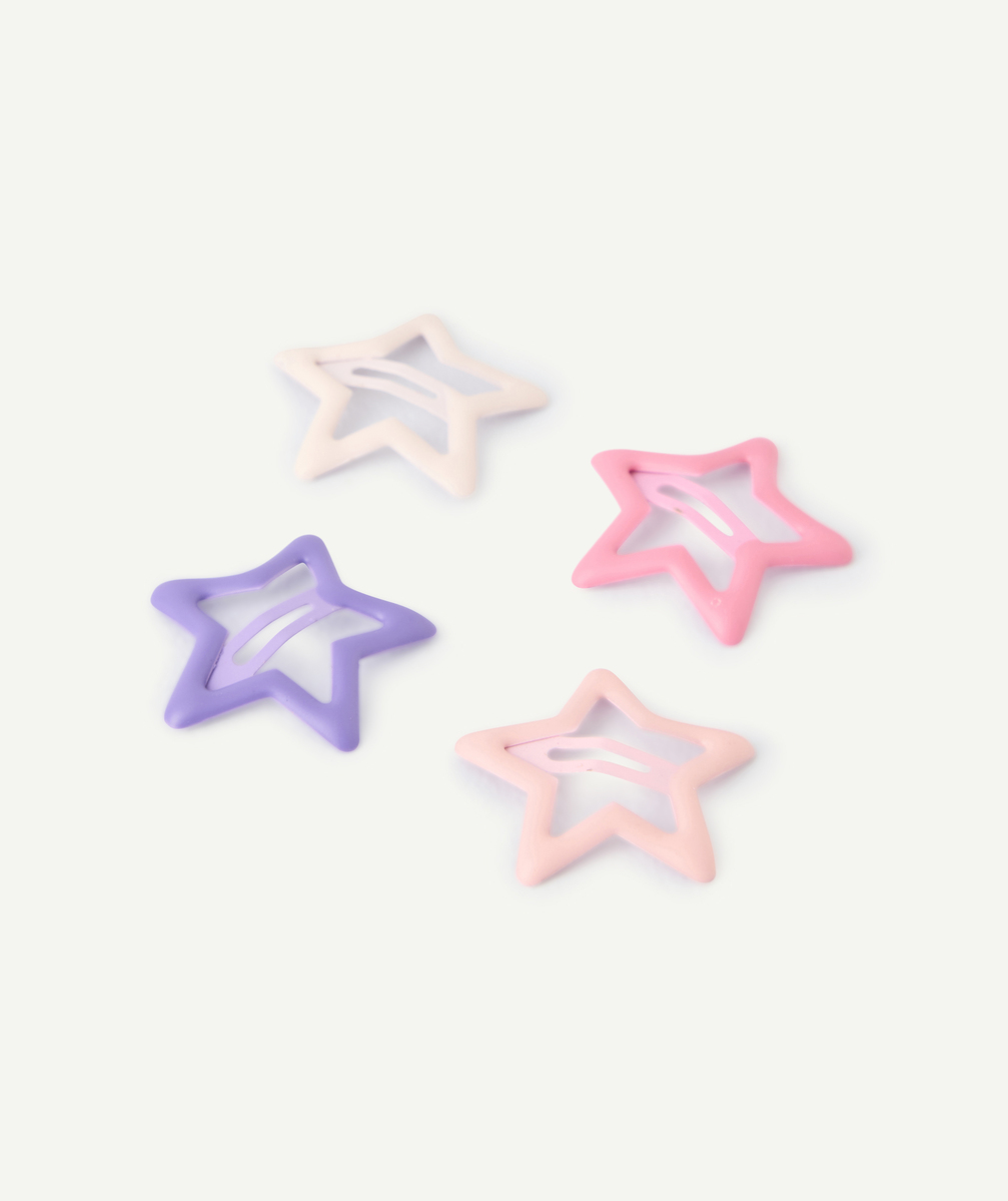 Lot de 4 barrettes bébé fille étoiles rose et violet - TU