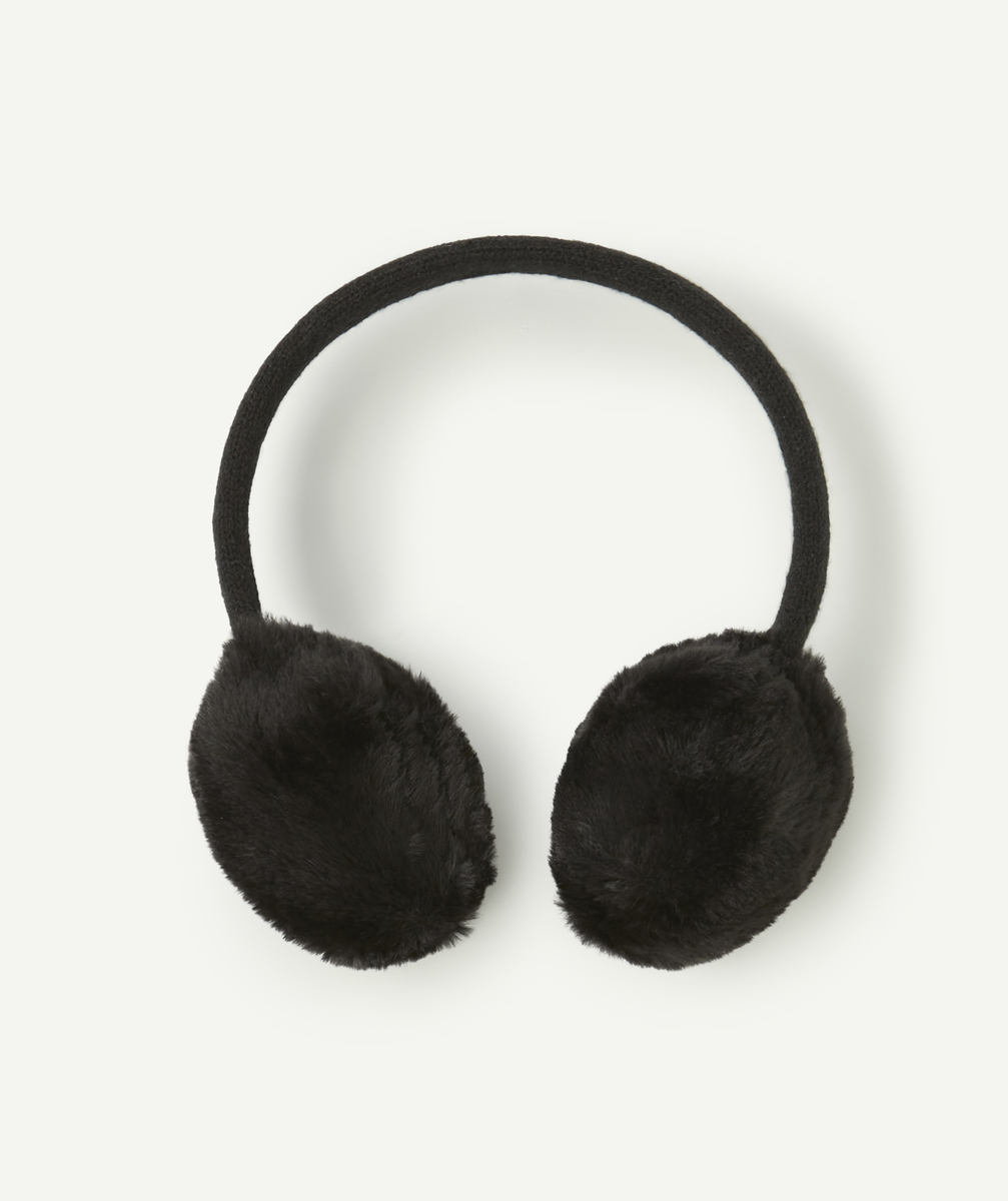 Cache-oreilles fille noir en fibres recyclées - TU