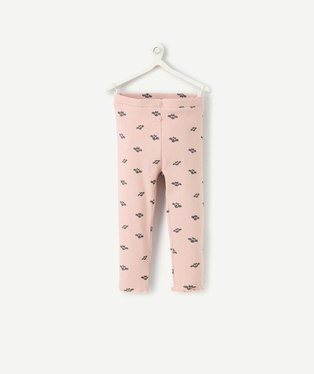 Legging bébé fille en fibres recyclées rose avec chauves-souris - 24 M