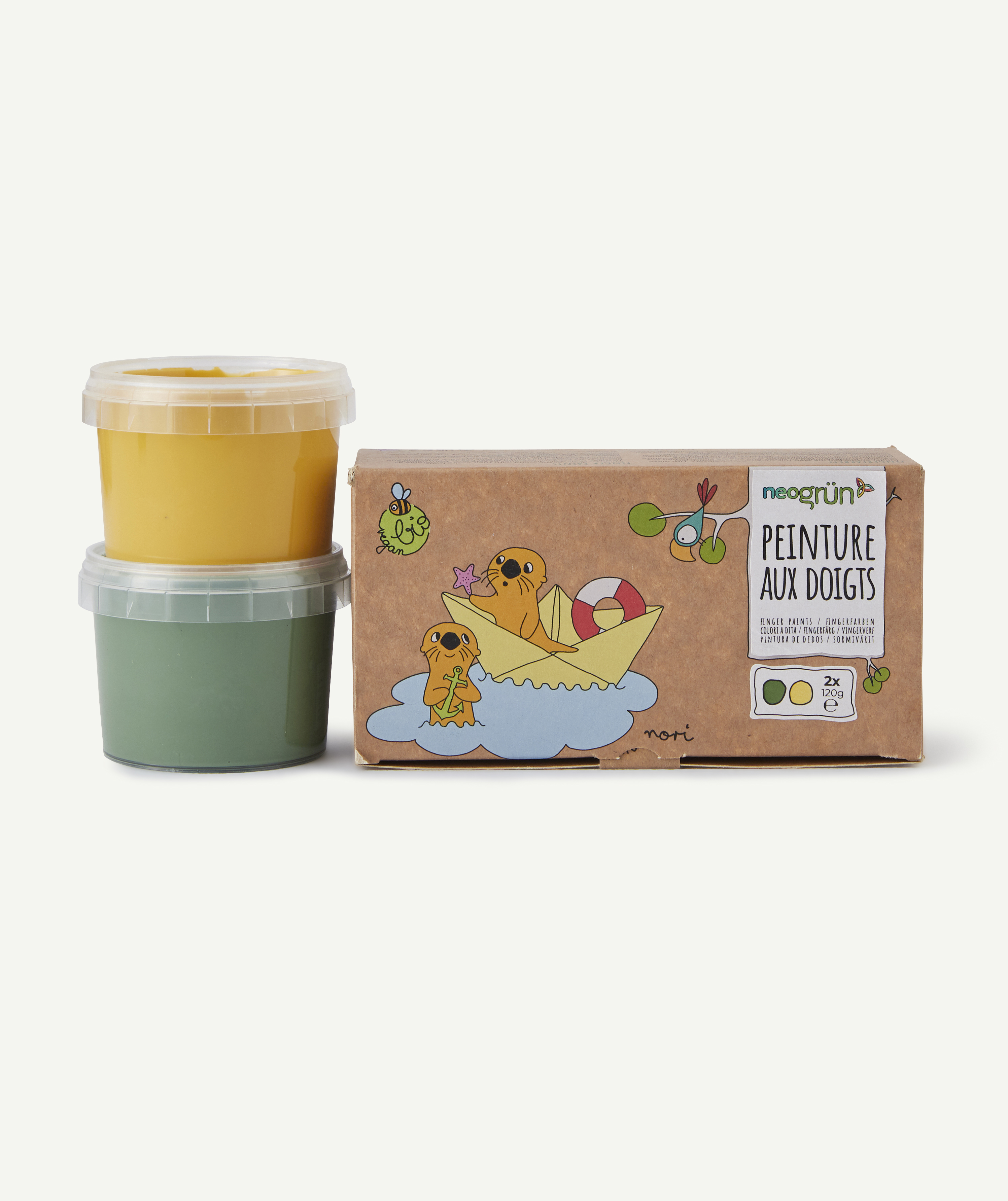 Peinture aux doigts jaune et verte enfant - TU