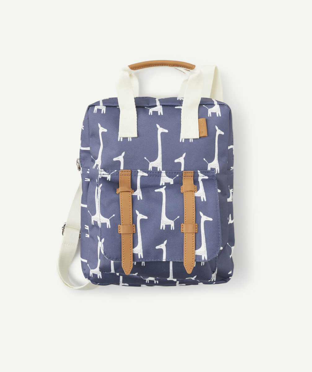 fresk - sac à dos bleu girafe en pastique recyclé enfant