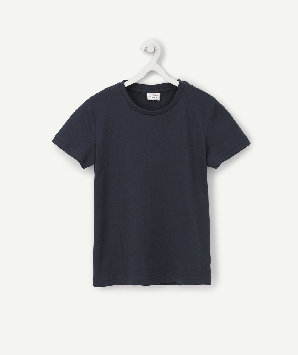 T-shirt uni garçon en coton biologique bleu marine - 5 A