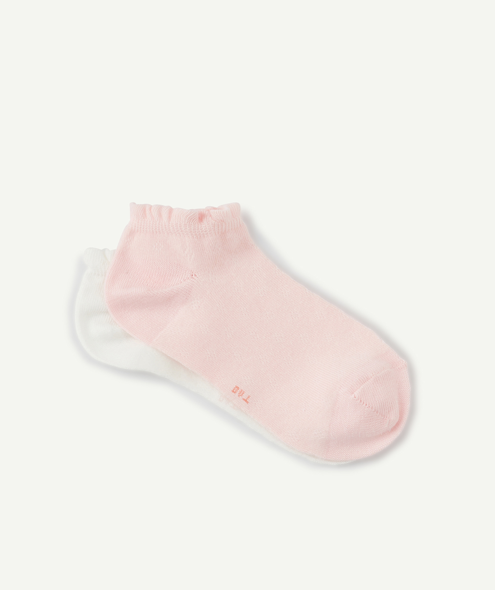 Les 2 paires de chaussettes blanches et roses volantées - 39-41