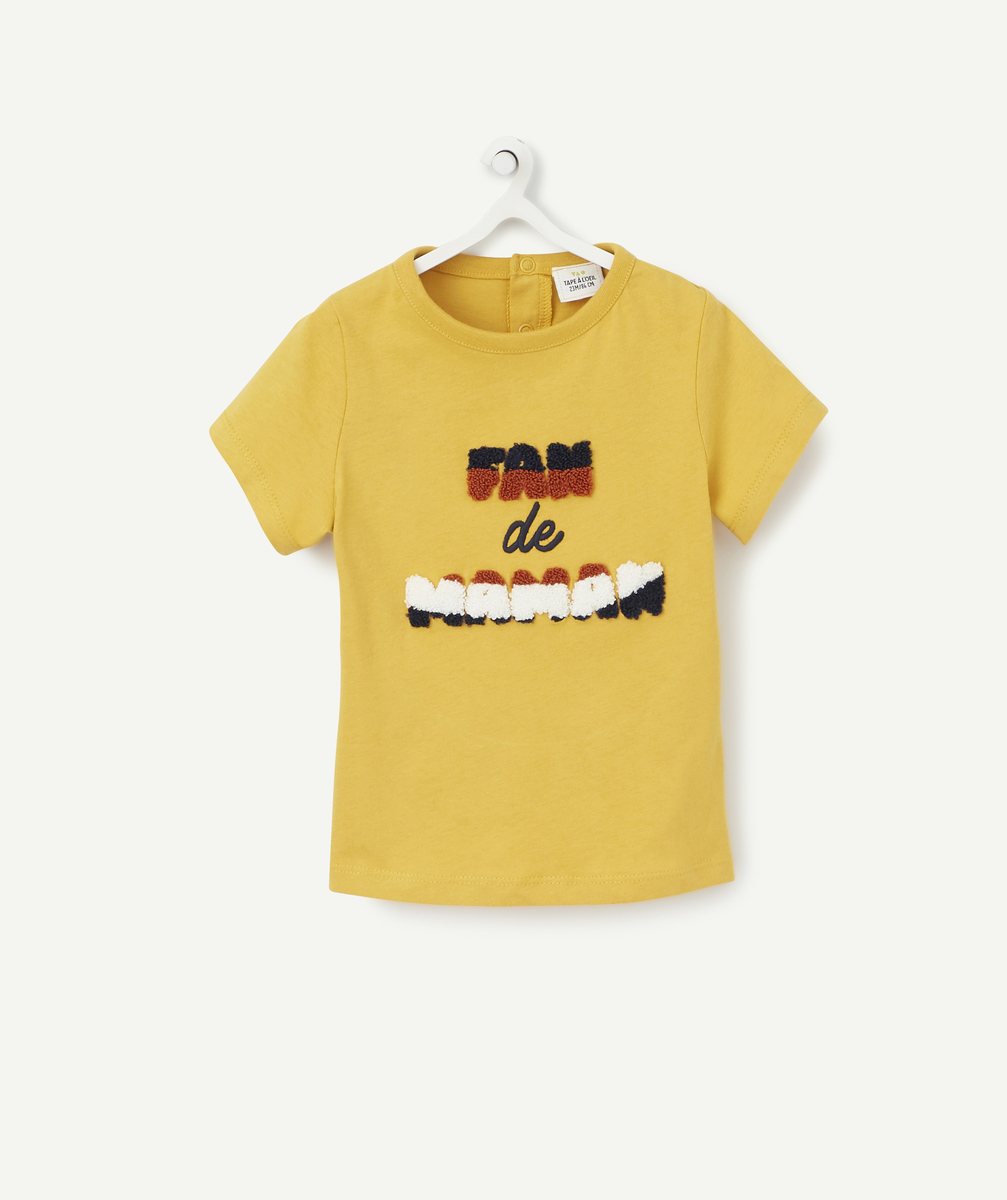 Le t-shirt jaune en coton biologique avec animation en bouclettes - 9 M