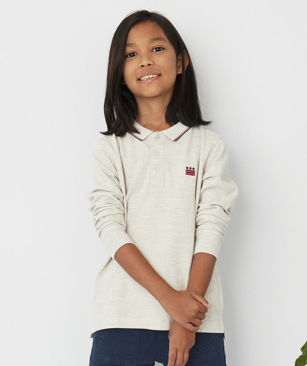 Le polo écru en coton aux détails colorés - 14 A
