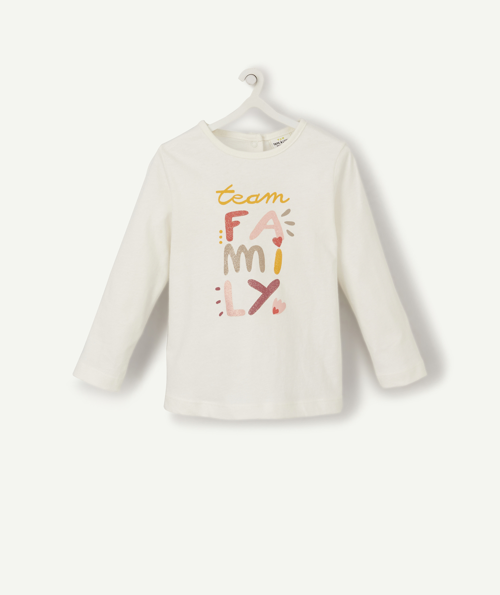 Le t-shirt blanc avec message coloré en coton biologique - 9 M