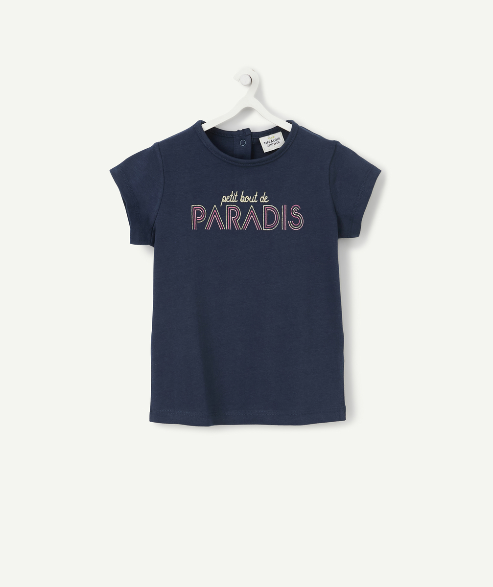 Le t-shirt bleu marine en coton biologique avec animation - 9 M