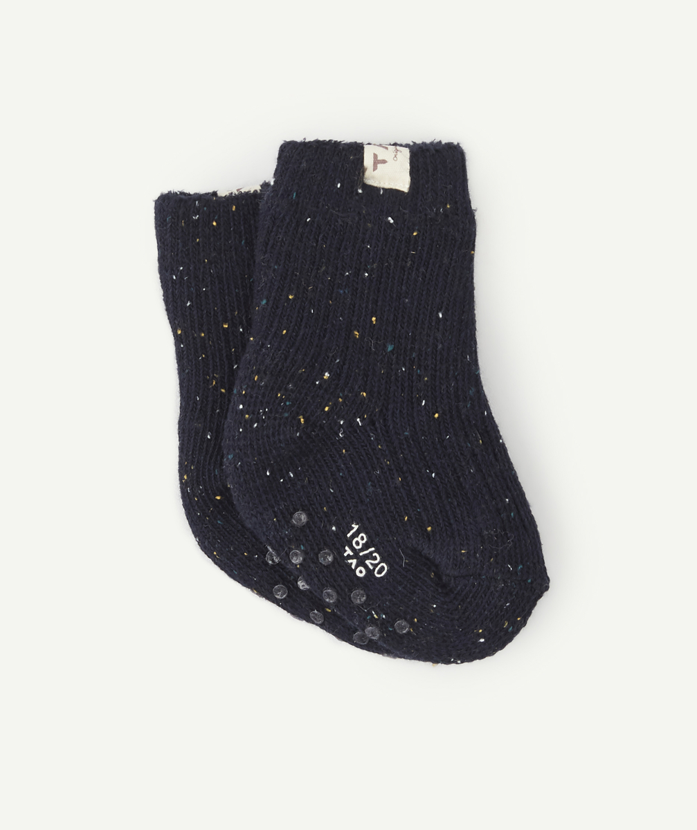 La paire de chaussettes mi hautes bleu marine anti-dérapantes - 15-17