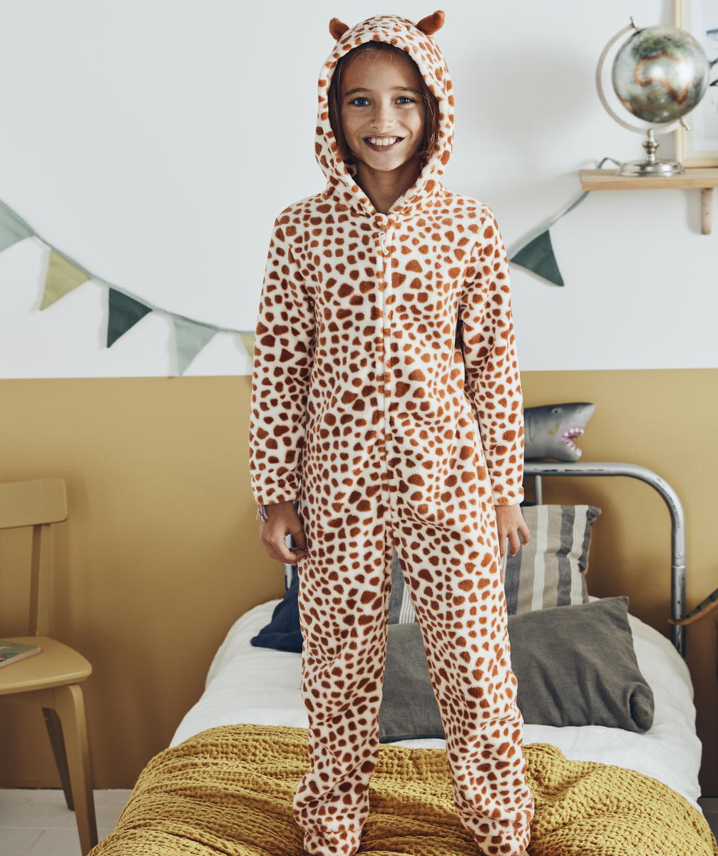 Surpyjama polaire fille motif animalier orange - 8 A