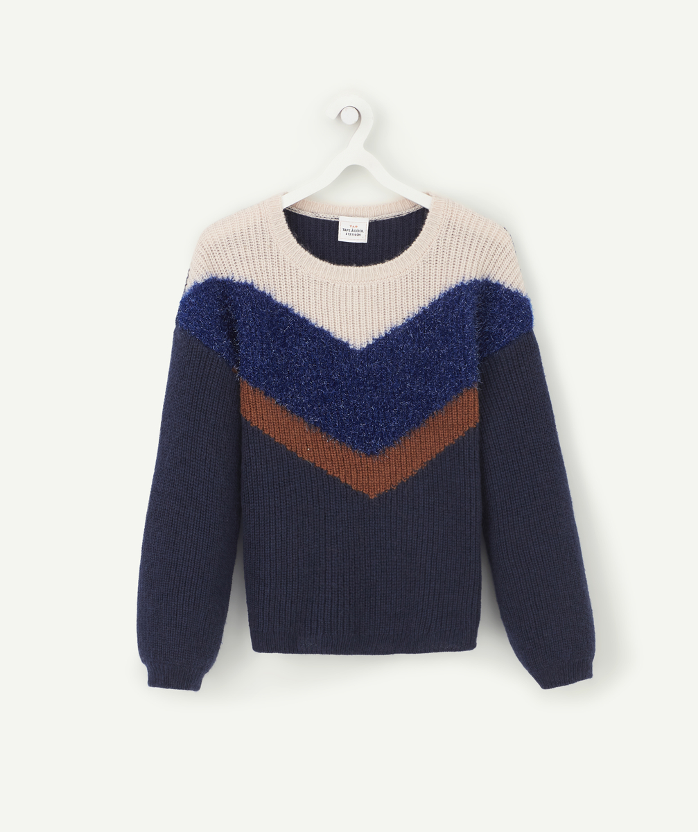 Pull avec bandes et effet brillant fille - 4 A