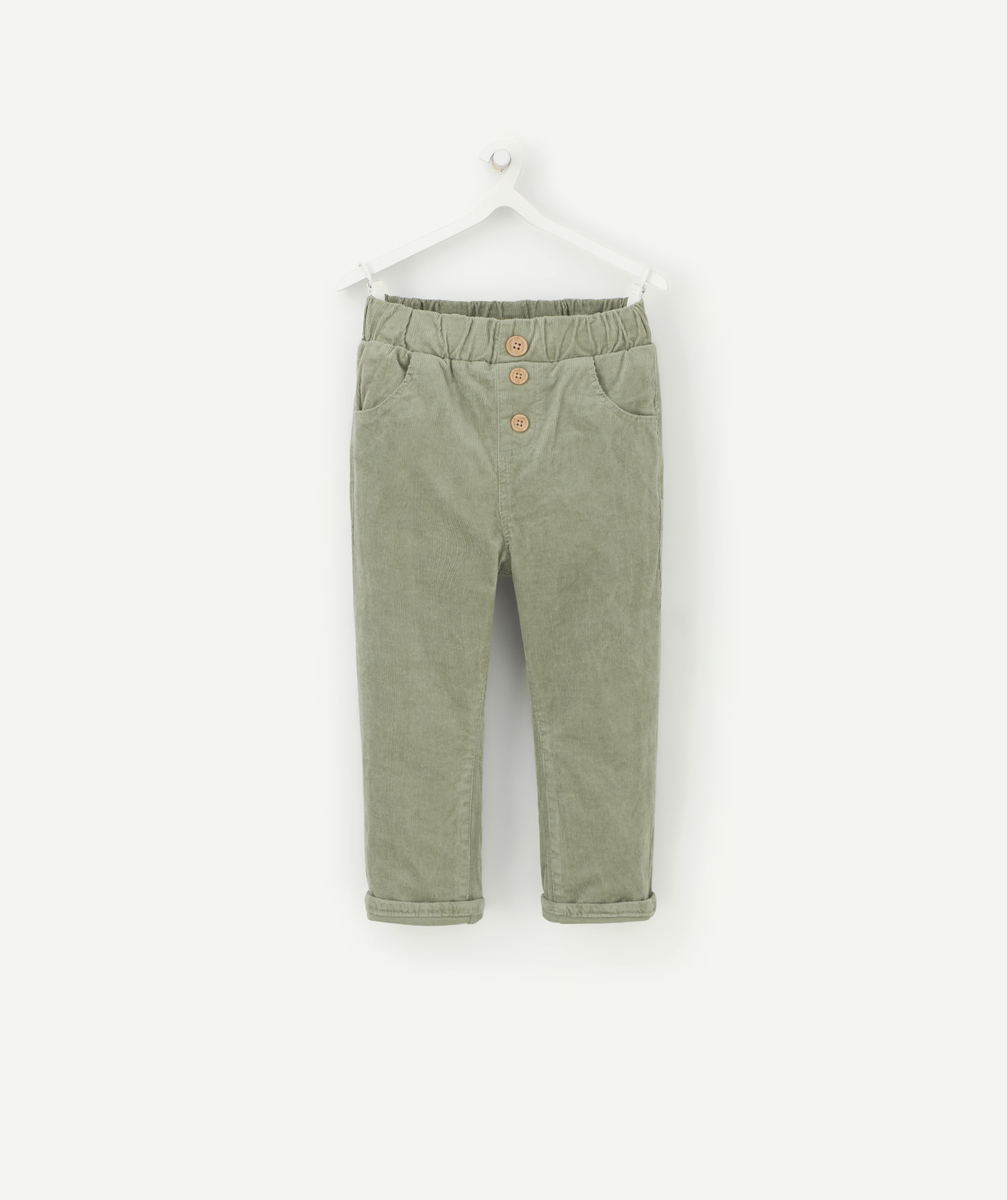 Pantalon droit bébé garçon en velours côtelé vert - 18 M