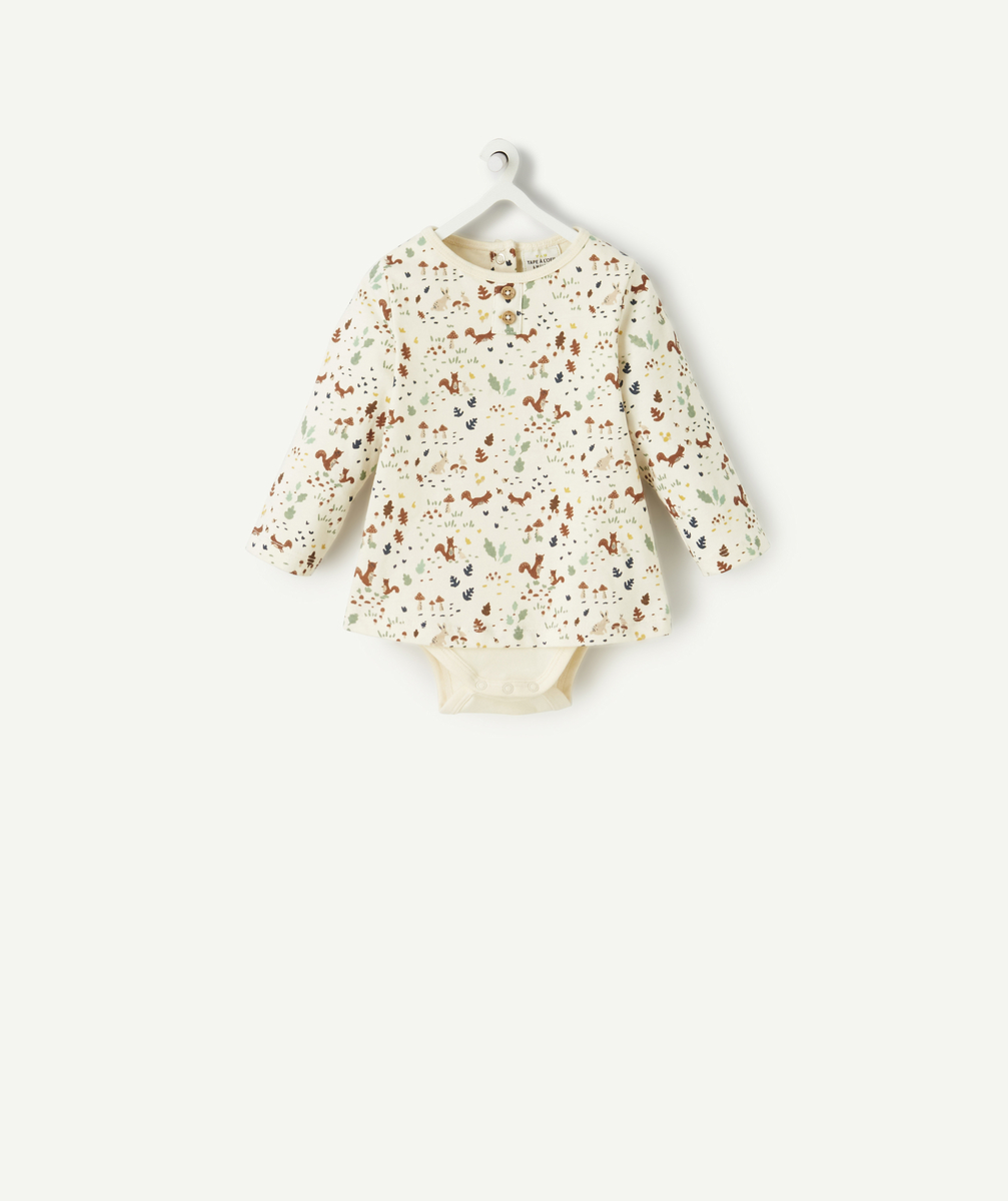 T-shirt body 2 en 1 bébé en coton biologique imprimé forêt - 3 M