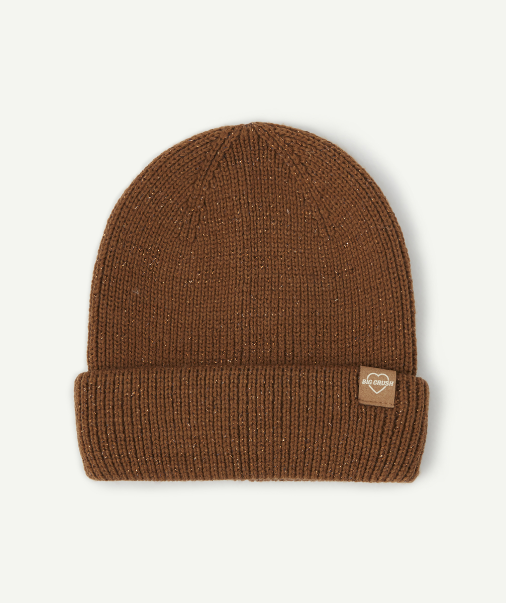 Le bonnet marron avec détails de lurex en fibres recyclées - TU