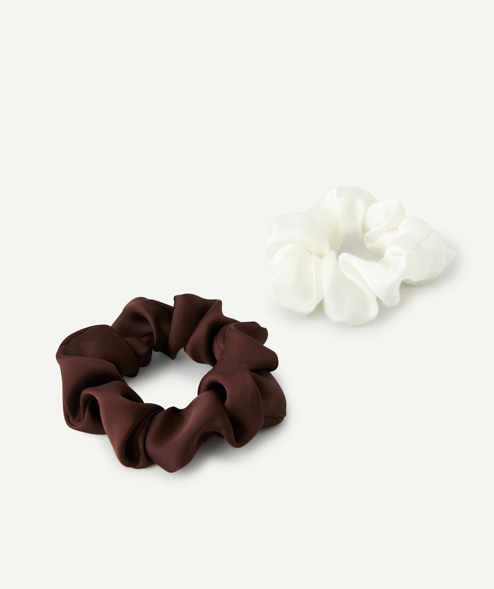 Chouchou en satin marron et blanc fille - TU