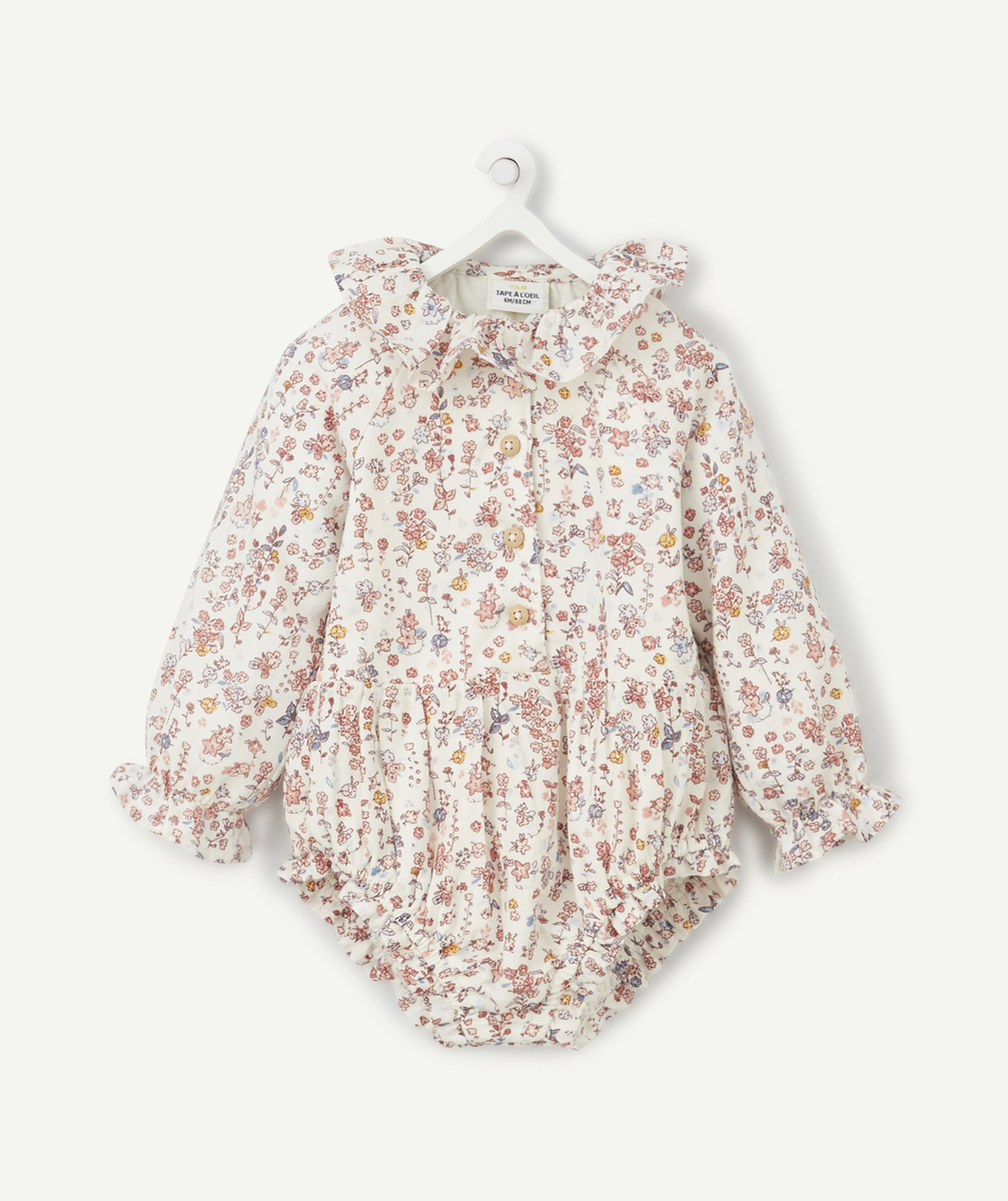 Combinaison bébé style chemise imprimé fleuri - 0 M