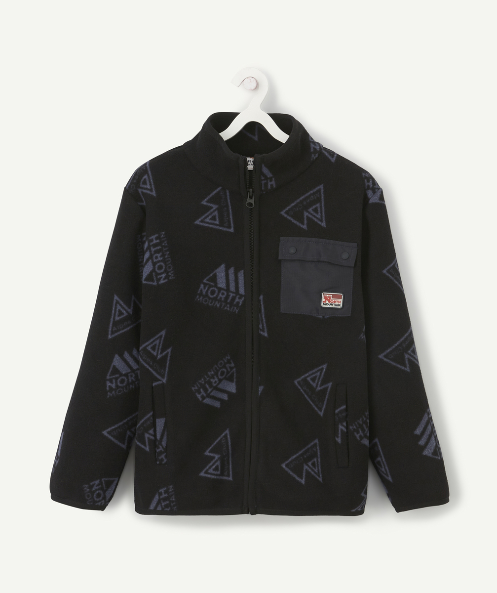 Polaire zippé noir à motif garçon - 2 A
