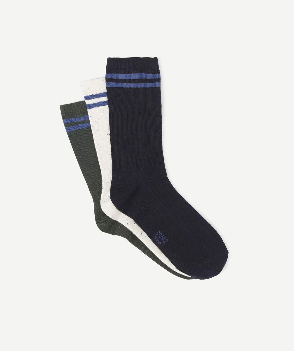 Le lot de 3 paires de chaussettes écrue bleue et verte - 43-46
