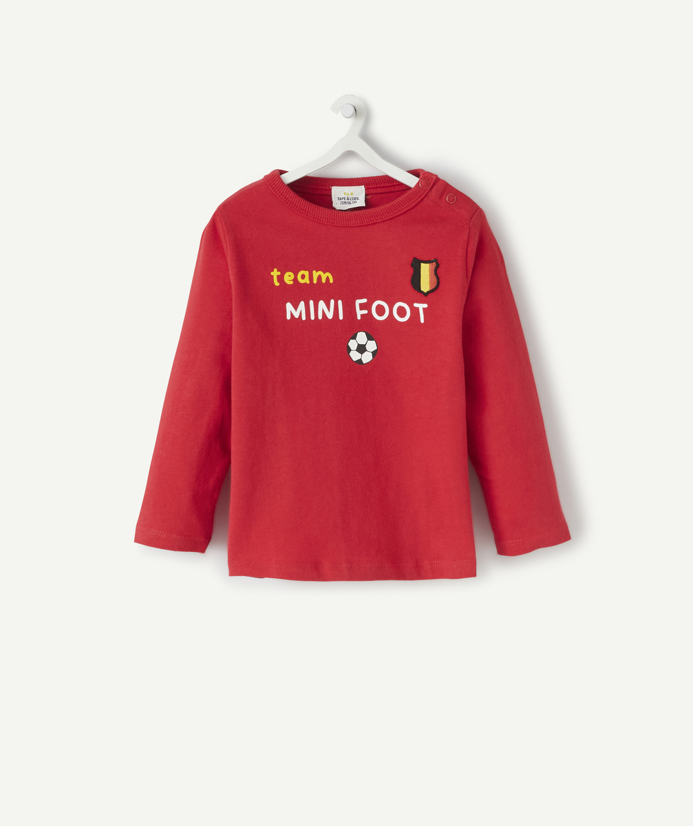T-shirt bébé garçon en coton bio rouge thème football - 23 M