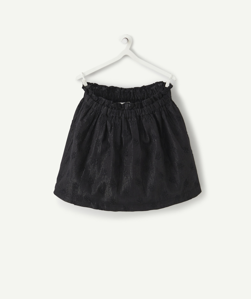 Jupe noire bébé fille avec fils couleur argentée et fleurs en relief - 12 M