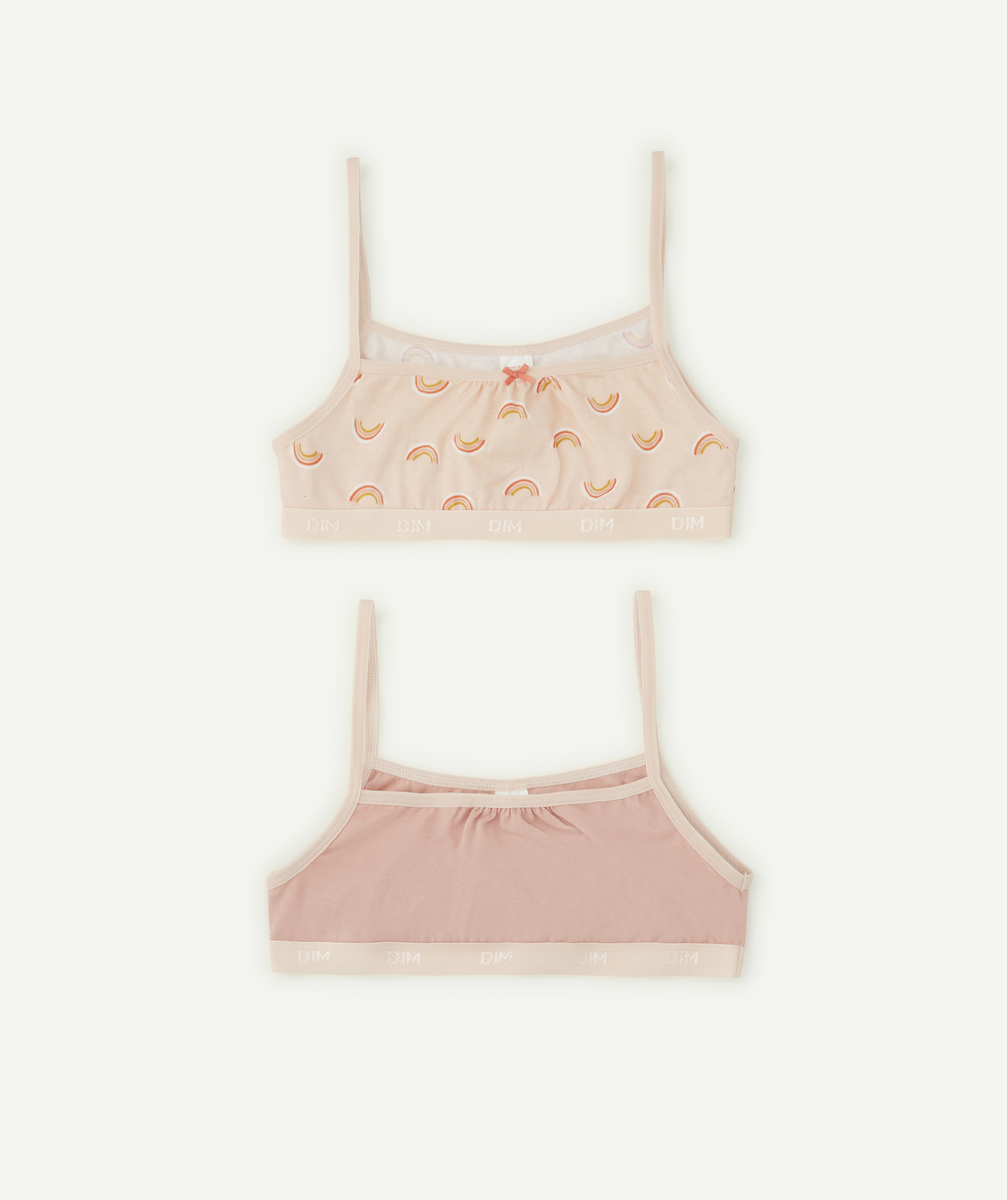 Le lot de 2 brassières roses avec arc-en-ciel en coton stretch - 10 A