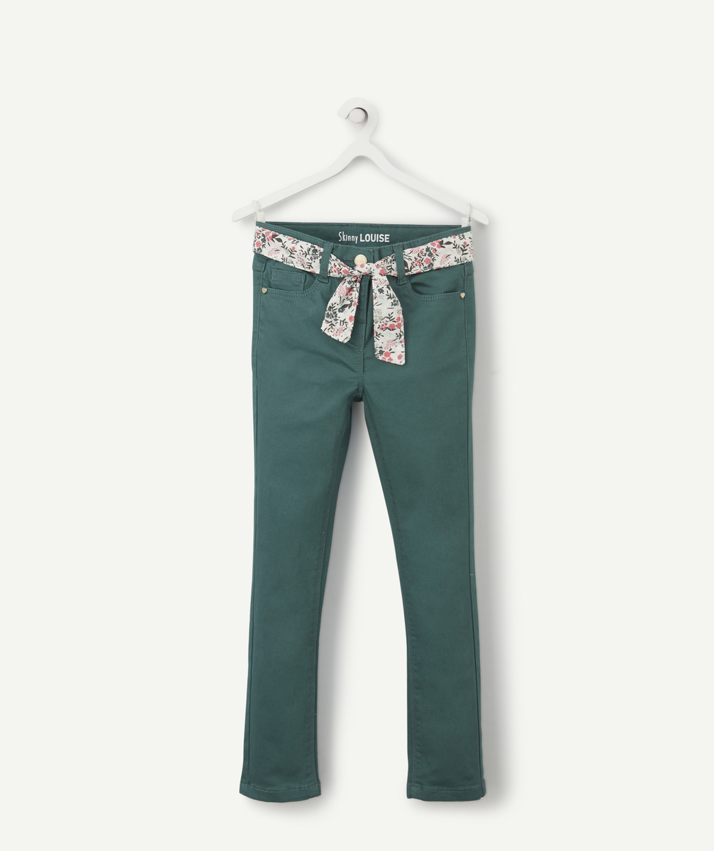 Louise le jean skinny vert avec ceinture fleurie fille - 5 A