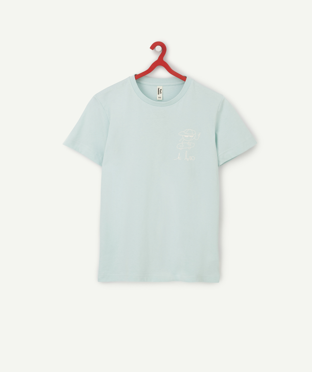 T-shirt garçon en fibres recyclées bleu thème skate - 10 A