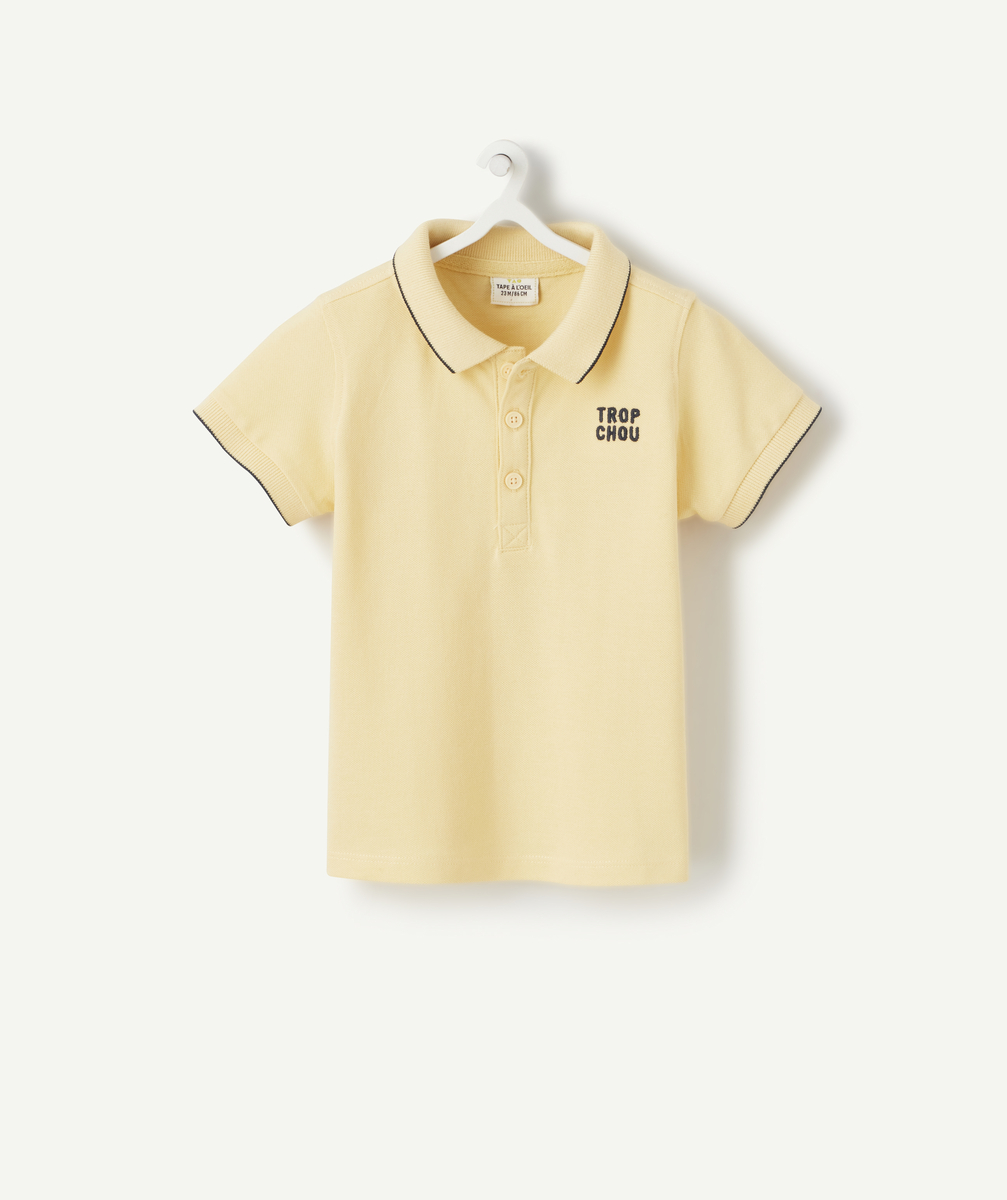 Polo bébé garçon en coton jaune avec message brodé - 1 M