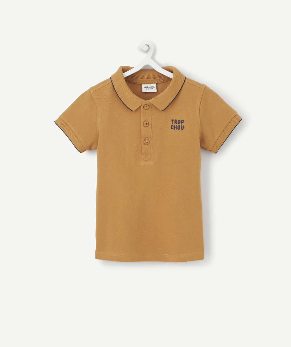 Polo manches courtes bébé garçon en coton camel - 1 M