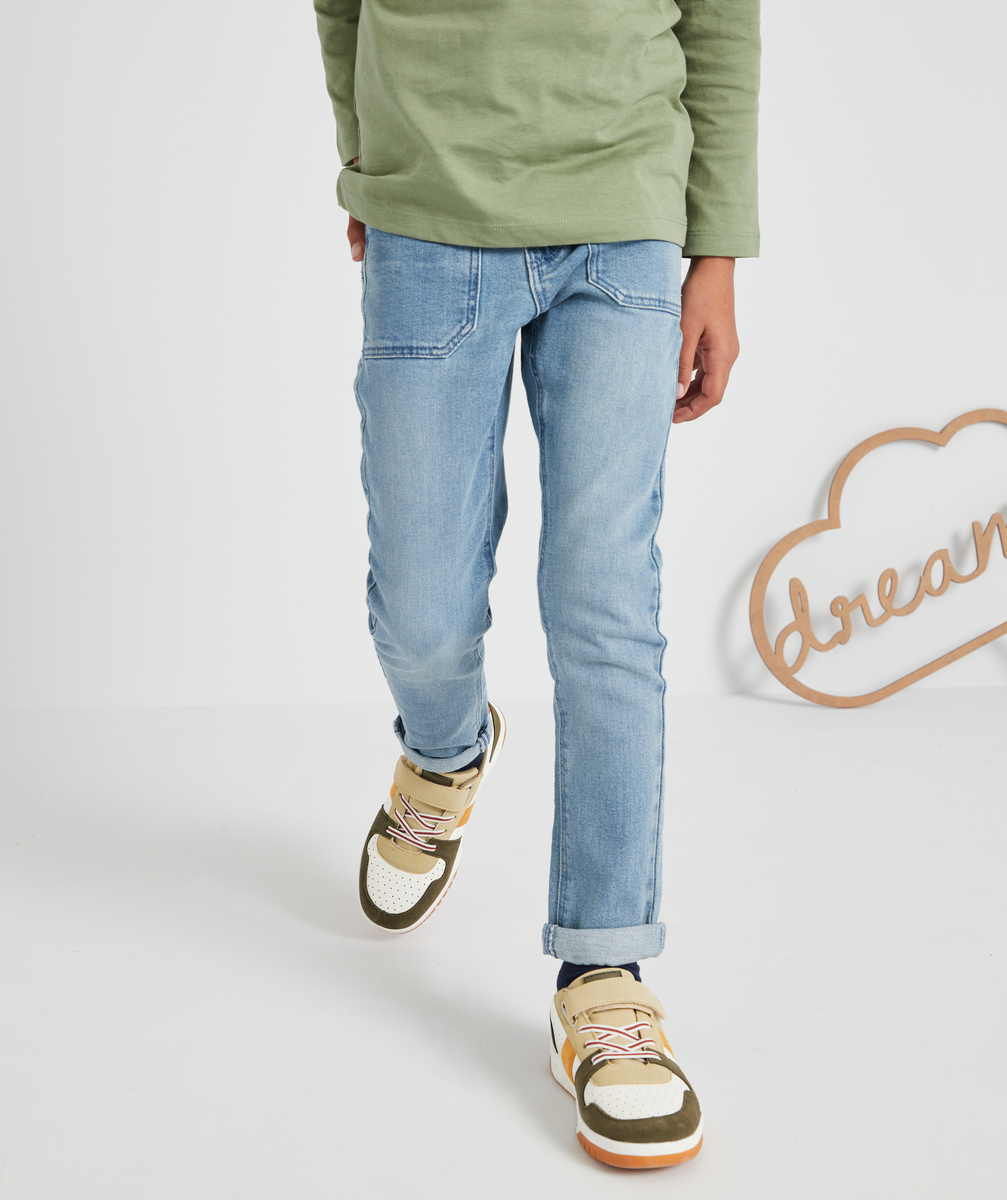 Pantalon coupe skinny garçon en denim bleu low impact - 6 A