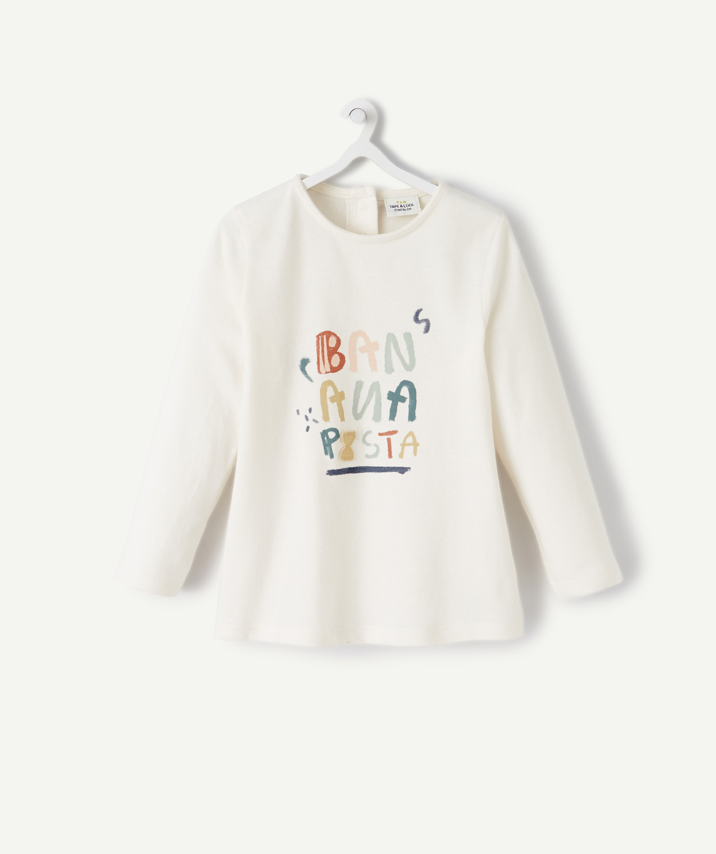 T-shirt en coton biologique blanc pasta bébé fille - 23 M