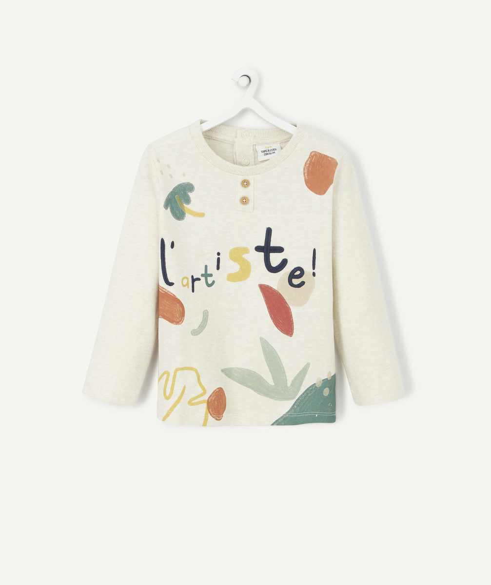 T-shirt bébé garçon en coton écru avec motifs colorés - 6 M