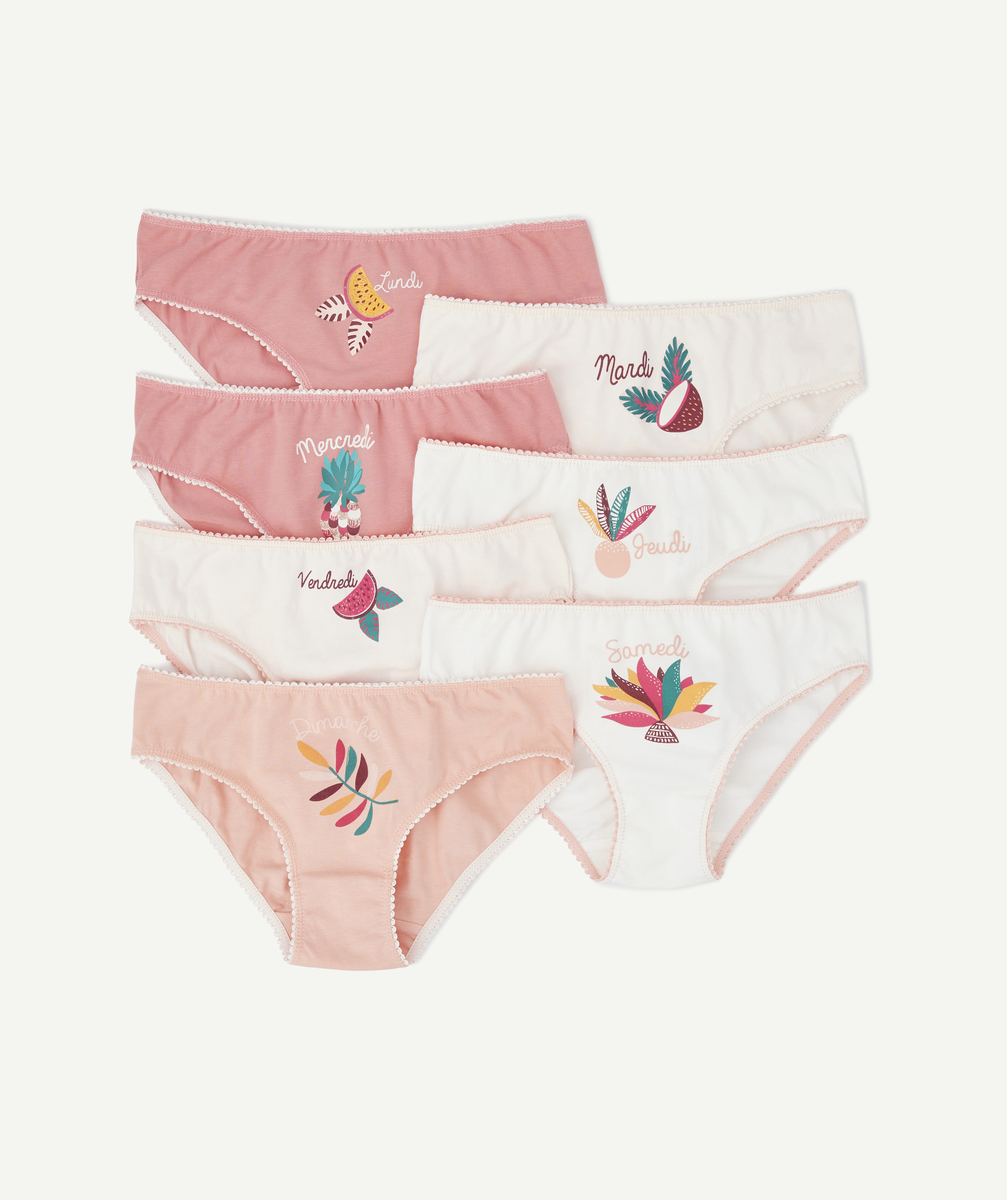 Le semainier de culottes roses en coton biologique - 12 A