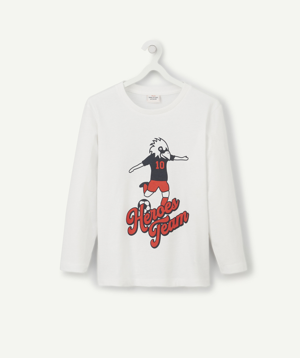 T-shirt garçon en coton bio blanc avec motif aigle - 12 A