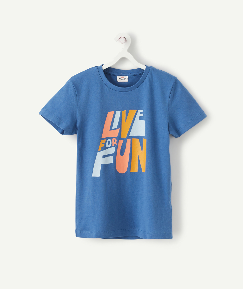 T-shirt garçon en coton biologique bleu avec message - 2 A