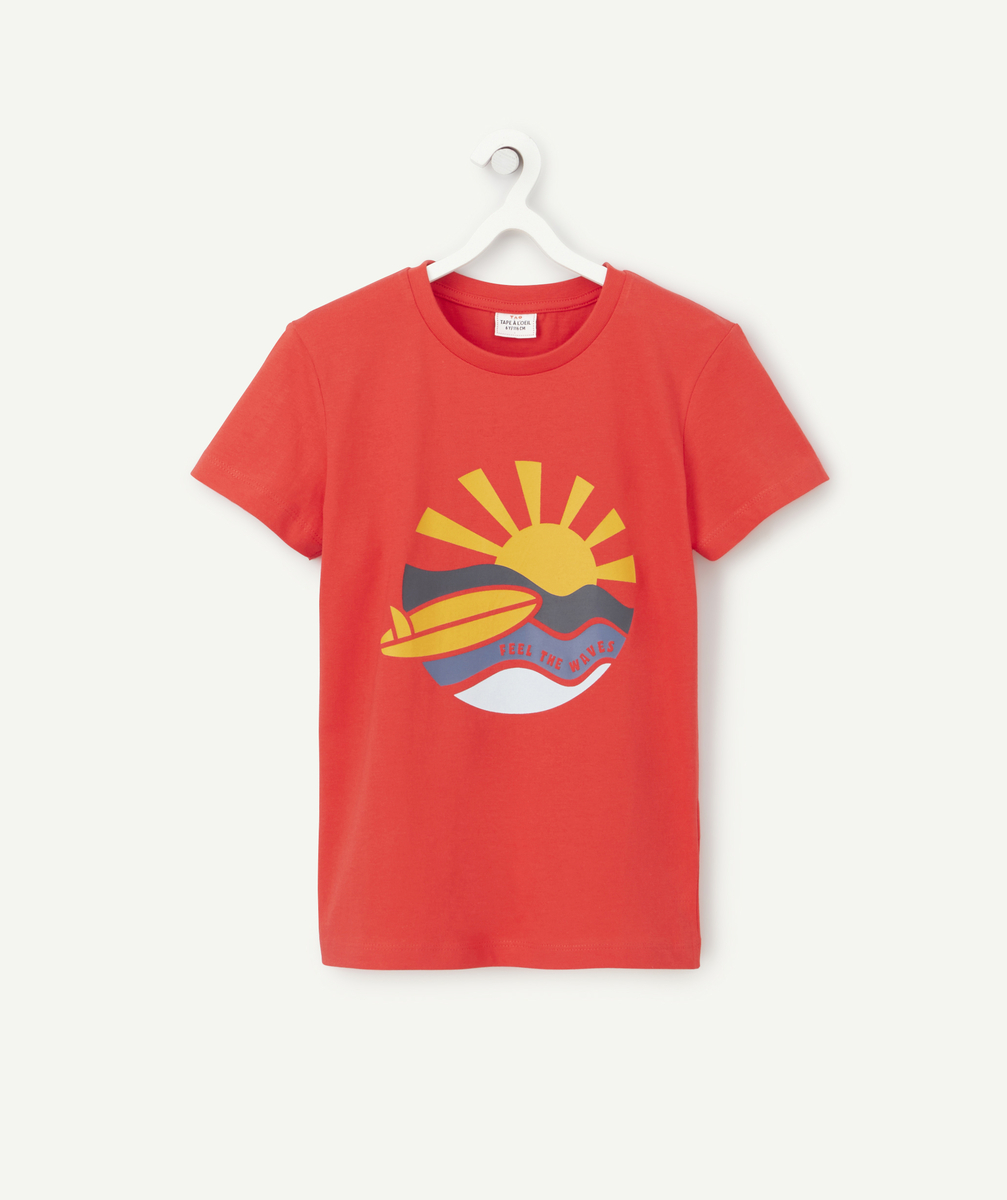 T-shirt garçon en coton biologique rouge thème surf - 2 A