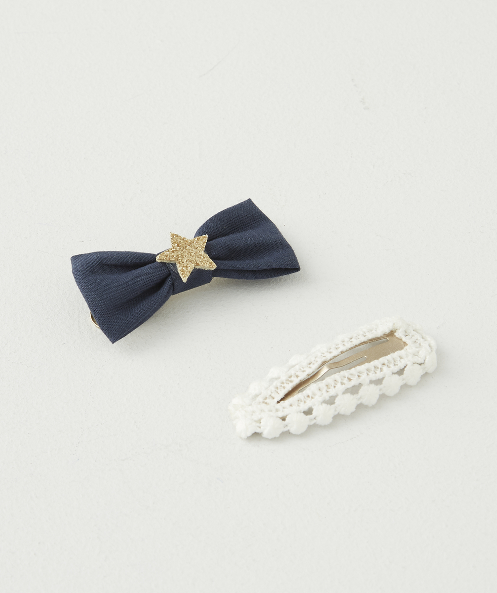 Lot de 2 barrettes bleu et blanc fille - TU