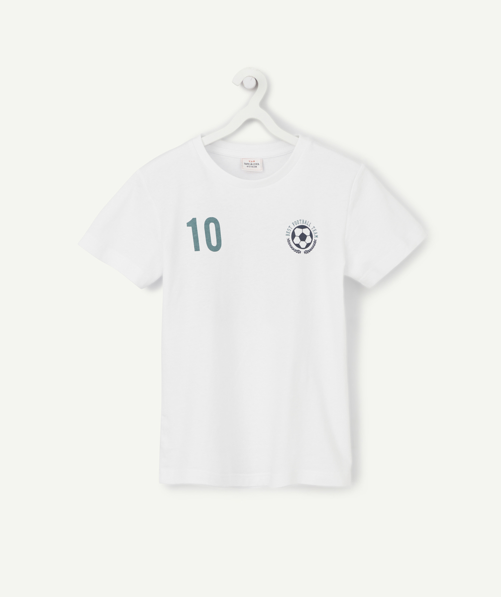 T-shirt blanc garçon en fibres recyclées thème football vert - 10 A