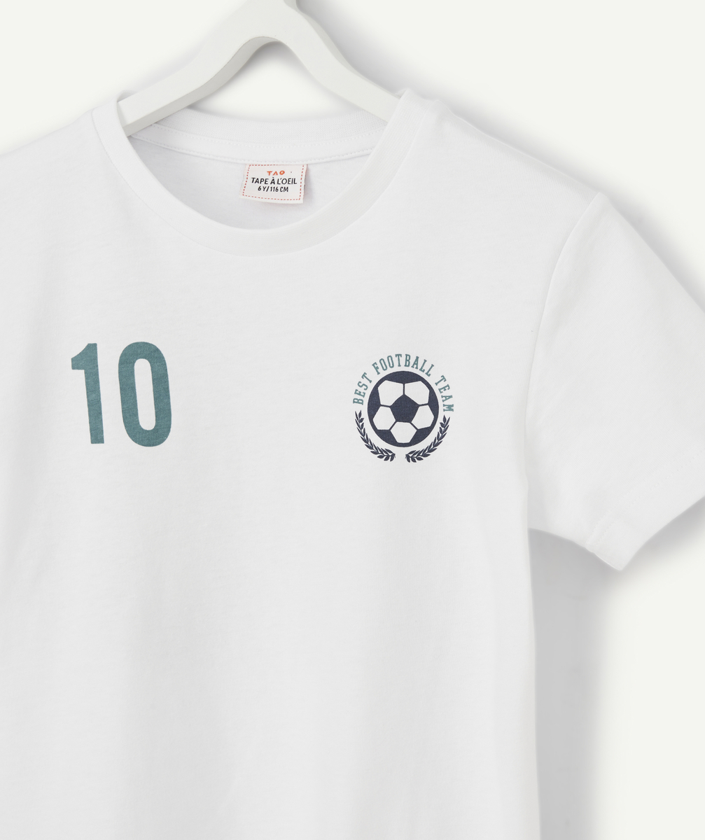 T-shirt blanc garçon en fibres recyclées thème football vert - 10 A