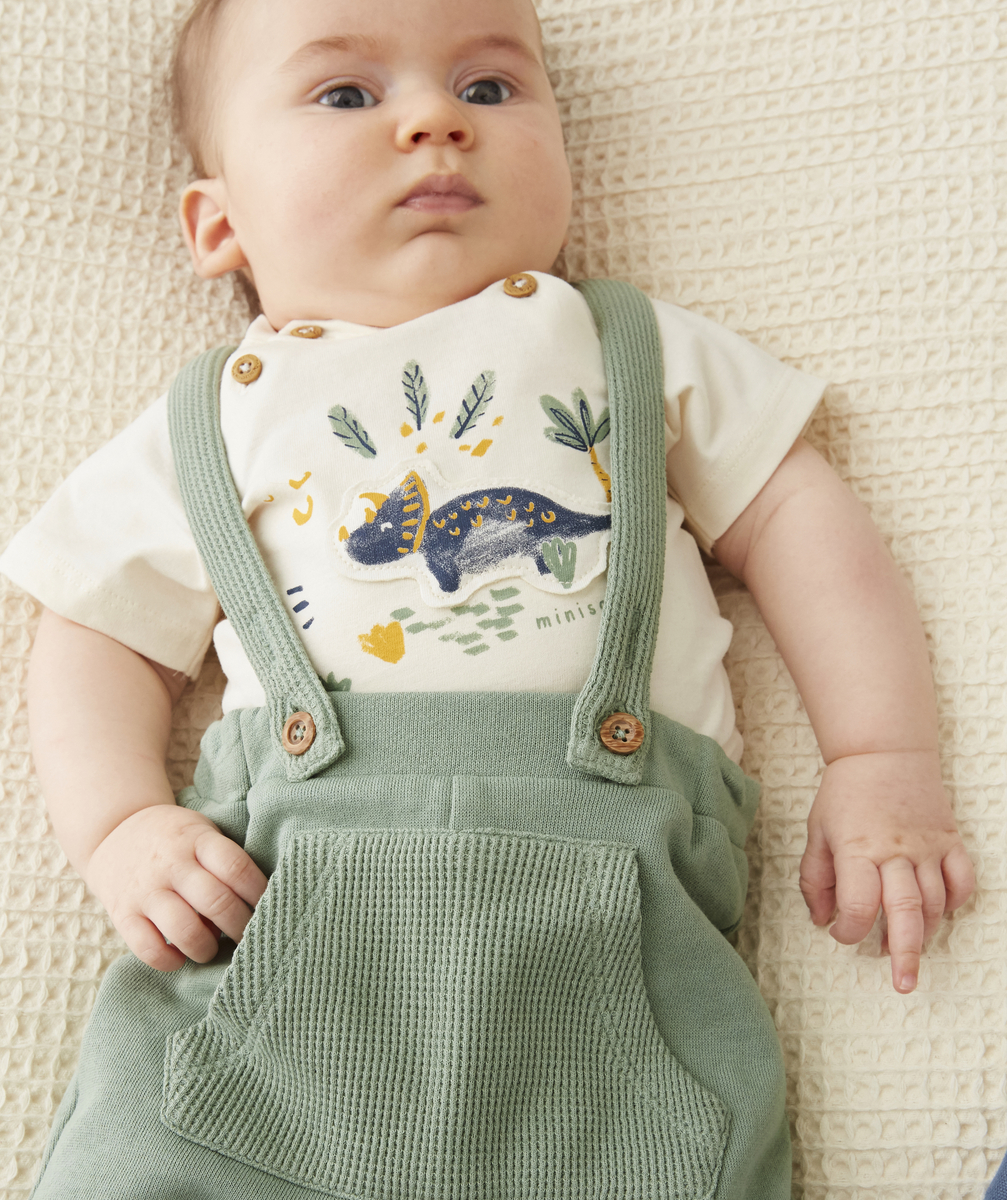 T-shirt en coton biologique écru avec animation dinosaures - 3 M