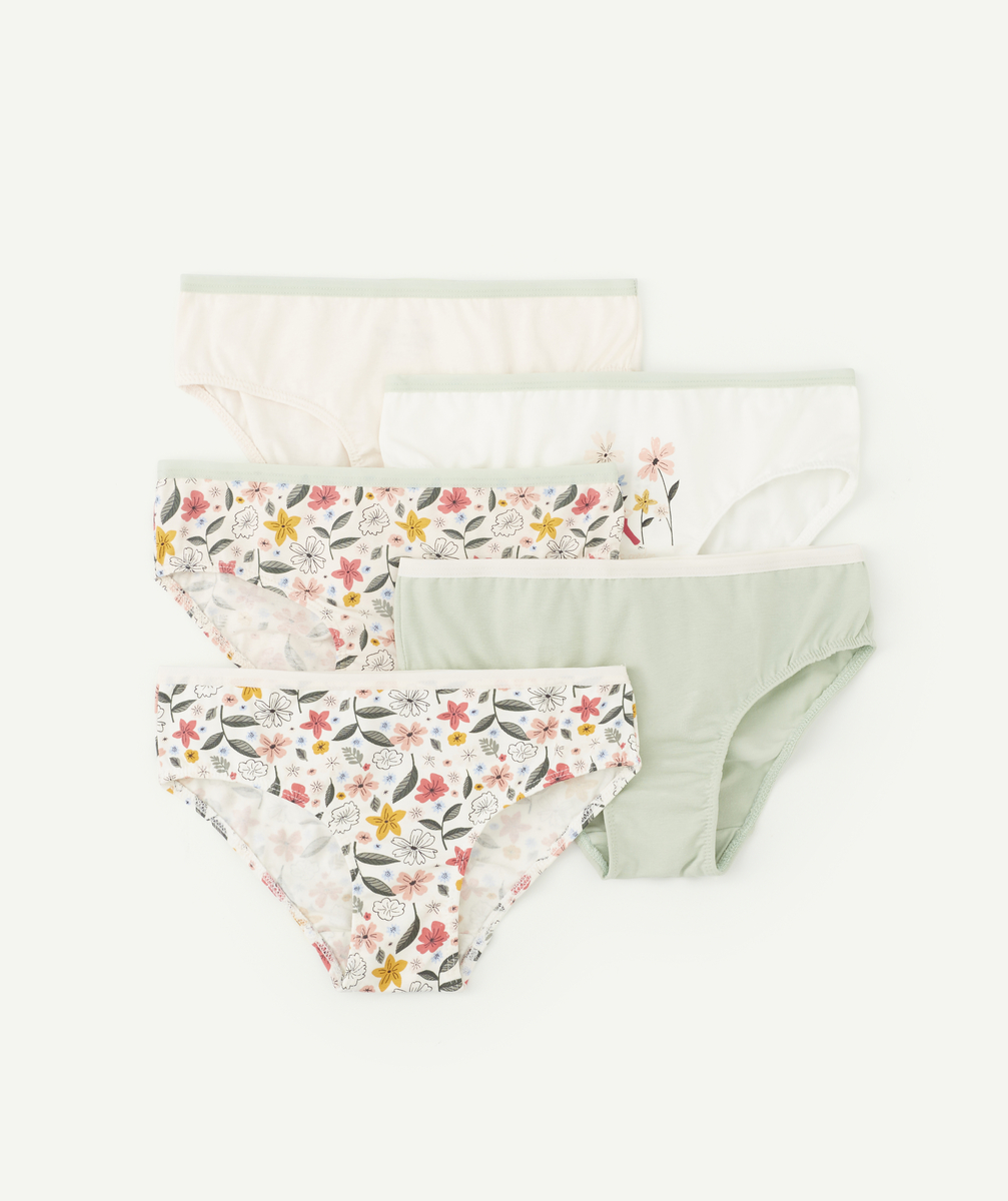 Lot de 5 culottes fille en coton biologique fleuries - 4 A