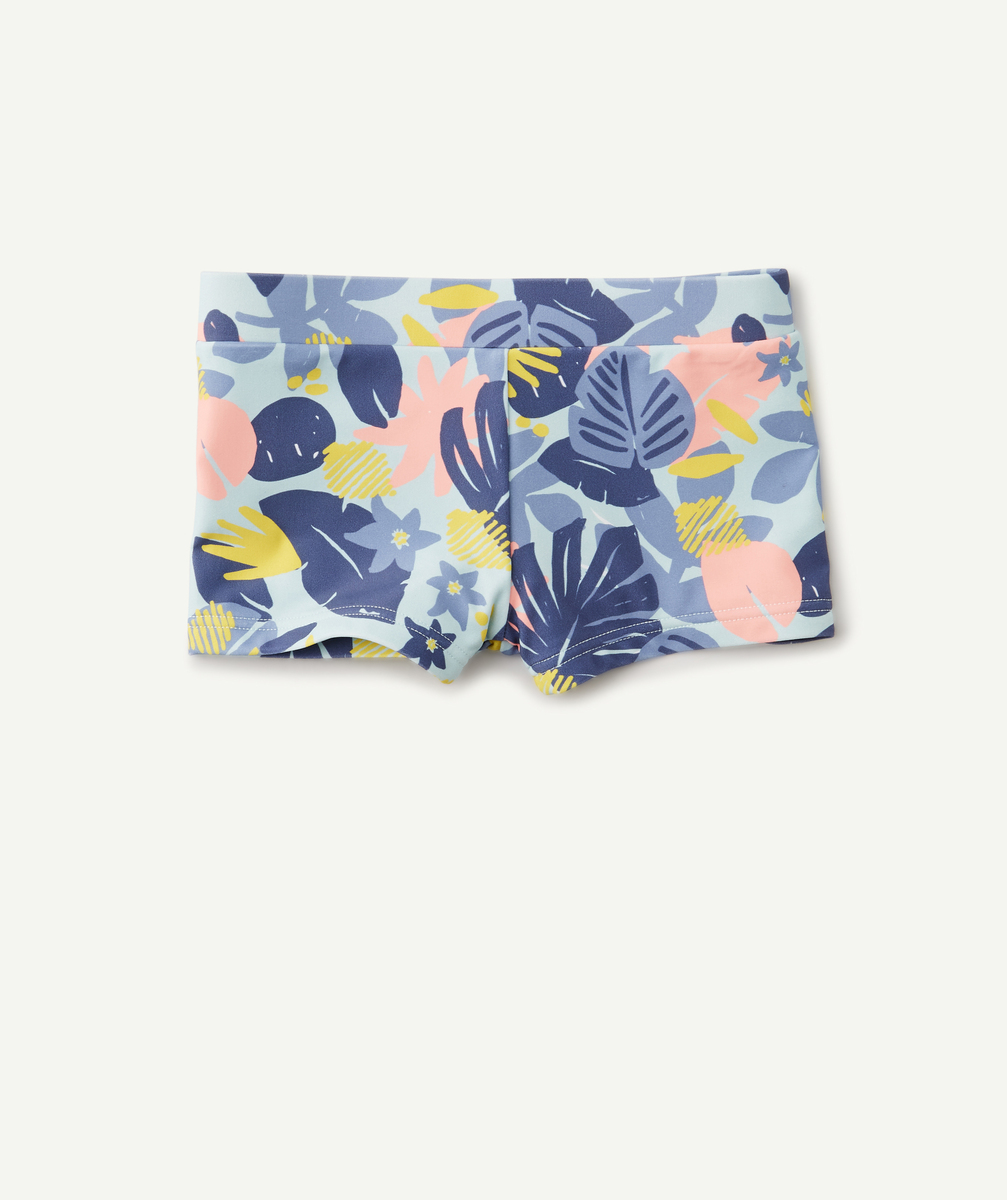 Le boxer de bain bleu avec feuilles colorées en fibres recyclées - 6 M