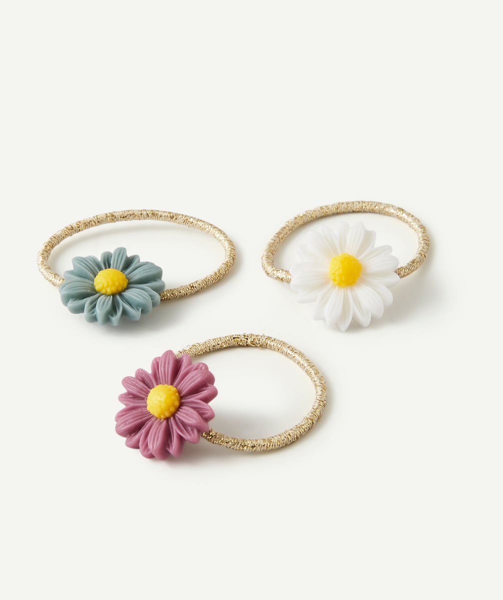 Le lot de 3 élastiques à fleurs colorées en gomme - TU